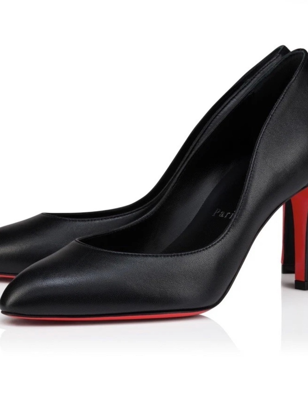 Christian Louboutin Black Leather Pumps with Red Sole